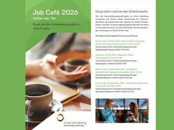 Die Termine des Job-Cafés im Überblick. Foto: Kreis Heinsberg