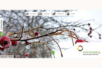 Die Startseite des Kreises Heinsberg zeigt ein Wintermotiv sowie die Menüpunkte der Struktur. Foto: Kreis Heinsberg